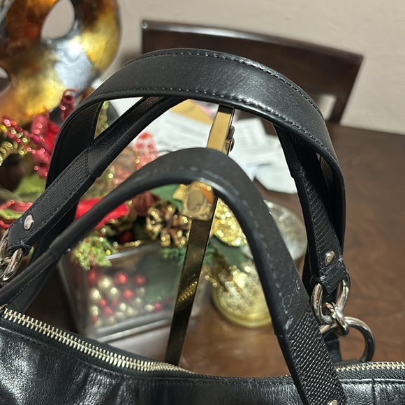 COACH Tote Bag Leather Black Solid Color - Picture 9 of 14